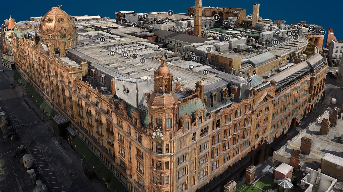 3D Scanning with drones. UAVs. REAMS partners with Harrods.